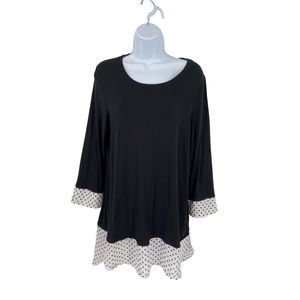 Christopher & Banks Black Polka‎ Dot Overlay Long Sleeves Tunic Top Medium
